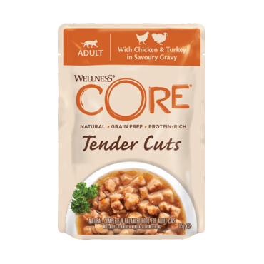 WELLNESS CORE ΦΑΚΕΛΑΚΙ ΓΑΤΑΣ TENDER FILLETS CHICKEN & TURKEY 85gr
