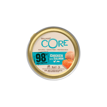 WELLNESS CORE ΚΟΝΣΕΡΒΑ ΓΑΤΑΣ 98 CHICKEN/SALMON 85gr