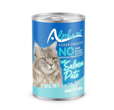 Alphapet Super Premium Πατέ 400gr για Στειρωμένες Γάτες με Σολομό
