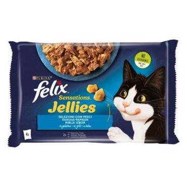FELIX ΦΑΚΕΛΑΚΙΑ ΓΑΤΑΣ SENSATIONS JELLIES ΜΕ ΠΟΙΚΙΛΙΑ ΨΑΡΙΚΩΝ 4X85G
