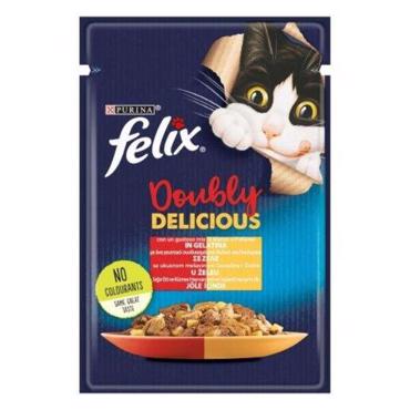 FELIX ΦΑΚΕΛΑΚΙ ΓΑΤΑΣ DOUBLY DELICIOUS ΜΕ ΒΟΔΙΝΟ & ΠΟΥΛΕΡΙΚΑ 85gr