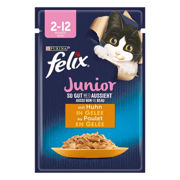 Felix Junior Υγρή Τροφή για Γατάκια με Κοτόπουλο σε Ζελέ 85g