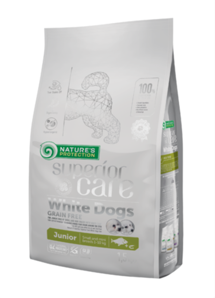 Nature’s Protection Superior Care White Dogs Junior me Lefka Psaria 1,5 Kg