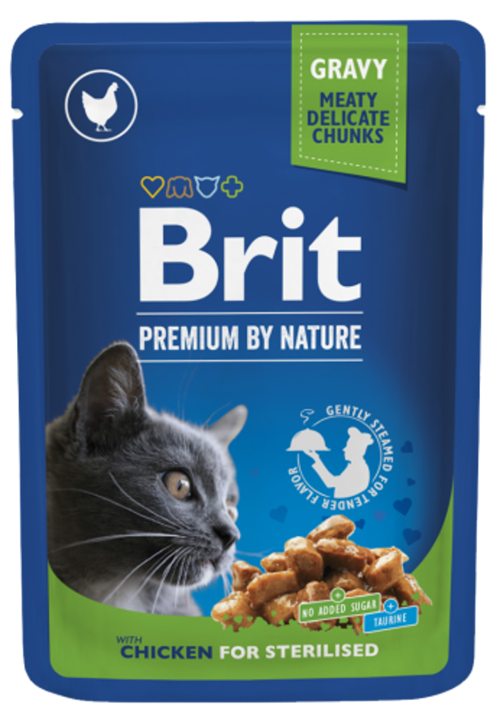 Brit Premium® Cat Pouches Chicken Sterilised 100gr