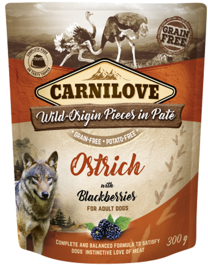 Carnilove® Dog Pouches Ostrich with Blackberries 300gr