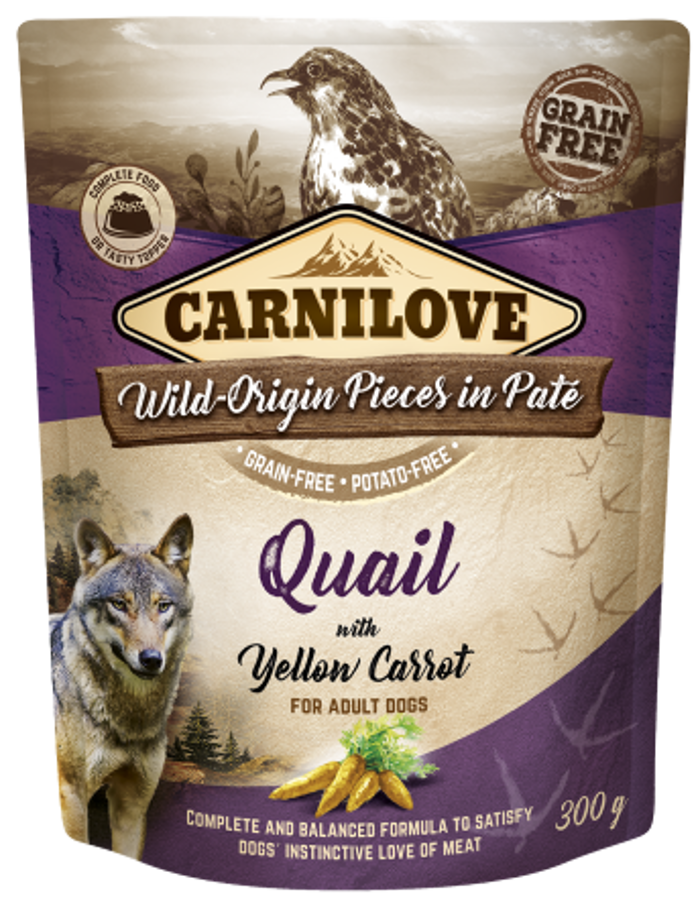 Carnilove® Dog Pouches Quail with Yellow Carrot 300gr
