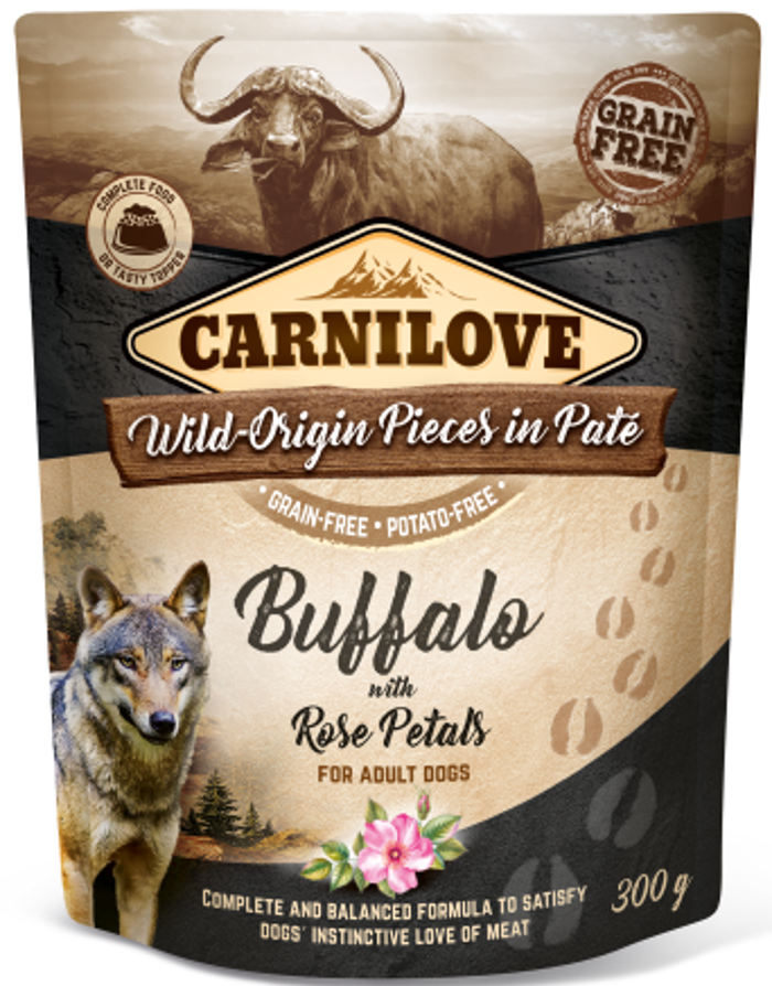 Carnilove® Dog Pouches Buffalo with Rose Petals 300gr