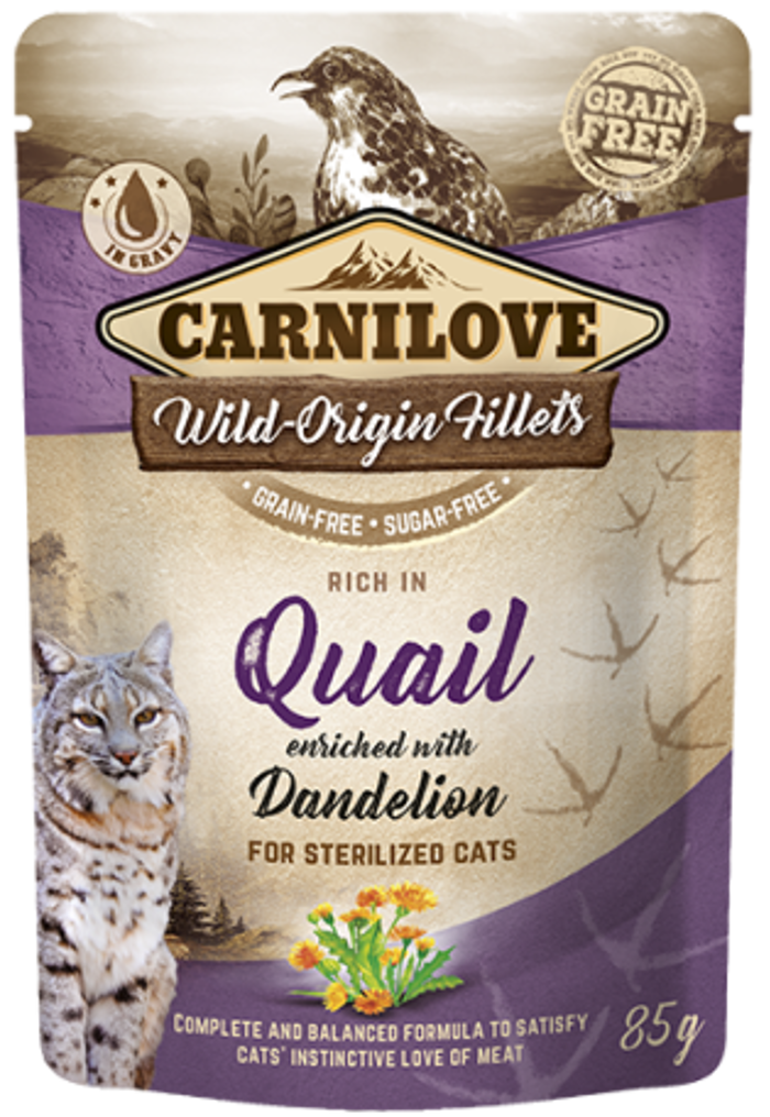 Carnilove® Cat Pouches Quail enriched with Dandelion 85gr