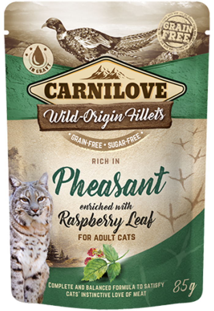 Carnilove® Cat Pouches Pheasant enriched with Raspberry Leaf 85gr