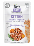 Brit Care® Cat Pouches Fillets In Jelly Kitten Savory Salmon with Carrot & Rosemary 85gr
