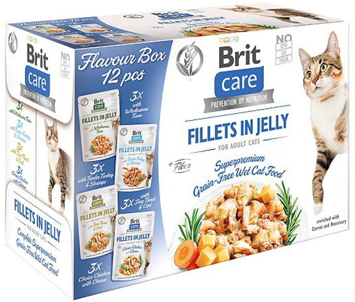 Brit Care® Cat Pouches Fillets In Jelly Flavour Box 12x85gr