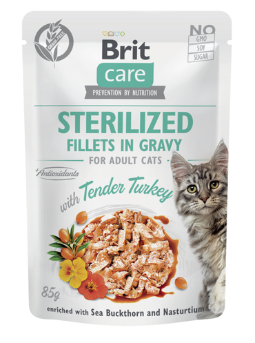Brit Care® Cat Pouches Fillets In Gravy Sterilised Turkey 85gr