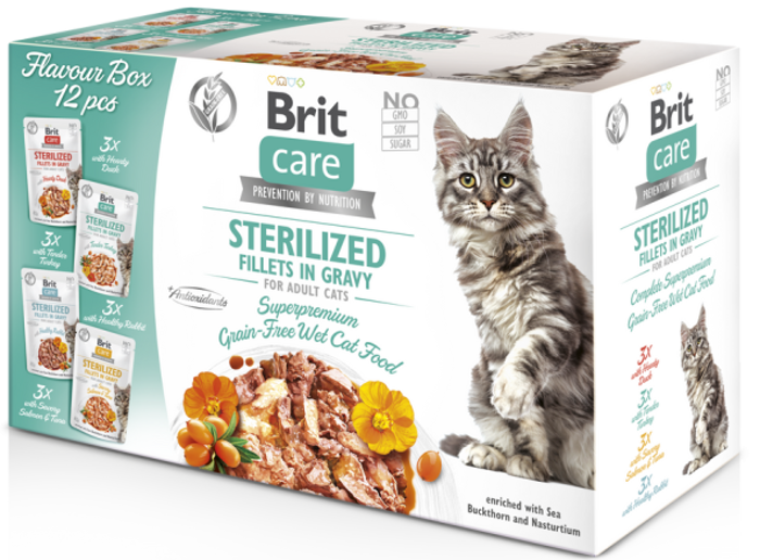 Brit Care® Cat Pouches Fillets In Gravy Sterilised Flavour Box 12x85gr
