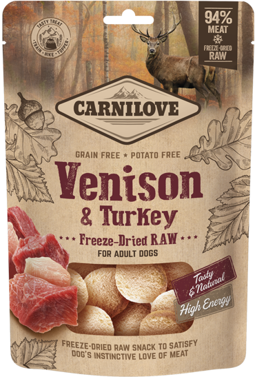 Carnilove® Dog Dreeze-Dried Raw Snacks Venison & Turkey 60gr