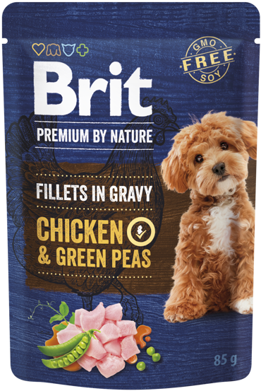 Brit Premium By Nature® Dog Pouches Fillets in Gravy Chicken & Green Peas 85gr