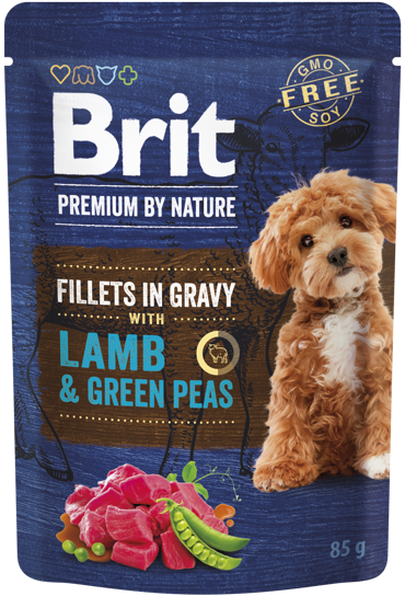 Brit Premium By Nature® Dog Pouches Fillets in Gravy Lamb & Green Peas 85gr