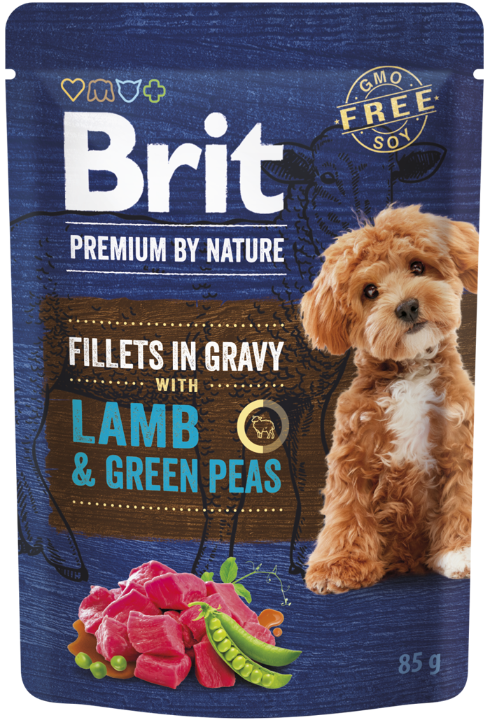 Brit Premium By Nature® Dog Pouches Fillets in Gravy Lamb & Green Peas 85gr
