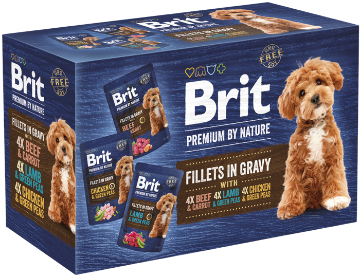 Brit Premium By Nature® Dog Pouches Fillets in Gravy Family Pack 12x85gr