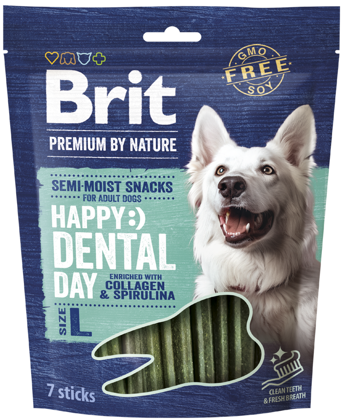 Brit Premium By Nature® Dog Semi-Moist Snacks Happy Dental with Collagen & Spirulina L 250gr