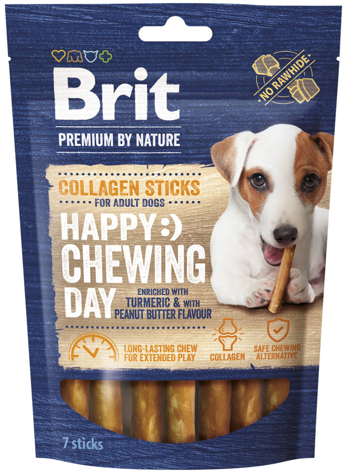 Brit Premium By Nature® Dog Collagen Sticks Happy Chewing Day with Tumeric & Peanut Butter 50gr 7tmx
