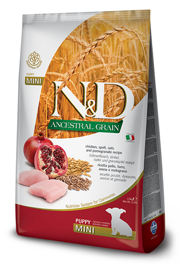 Farmina Ancestral Grain Puppy Mini Ξηρά Τροφή με Λίγα Σιτηρά για Κουτάβια Μικρόσωμων Φυλών με Κοτόπουλο και Ρόδι 2,5Kg