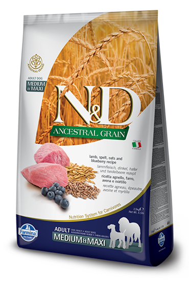 N&D ANCESTRAL LAMB&BLUEBER ADULT MED/MAX 2.5KG ΞΗΡΑ ΤΡΟΦΗ ΣΚΥΛΟΥ