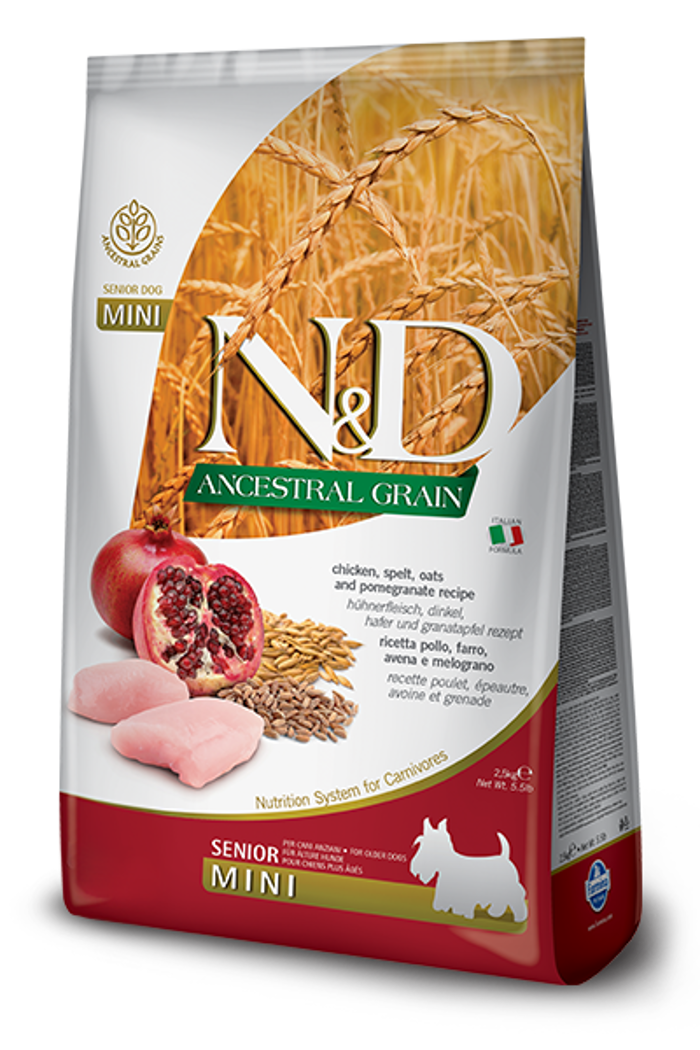 N&D ANCESTRAL CHICKEN&POMEGR SENIOR MINI 2.5kg XIRA TROFI SKuLOu