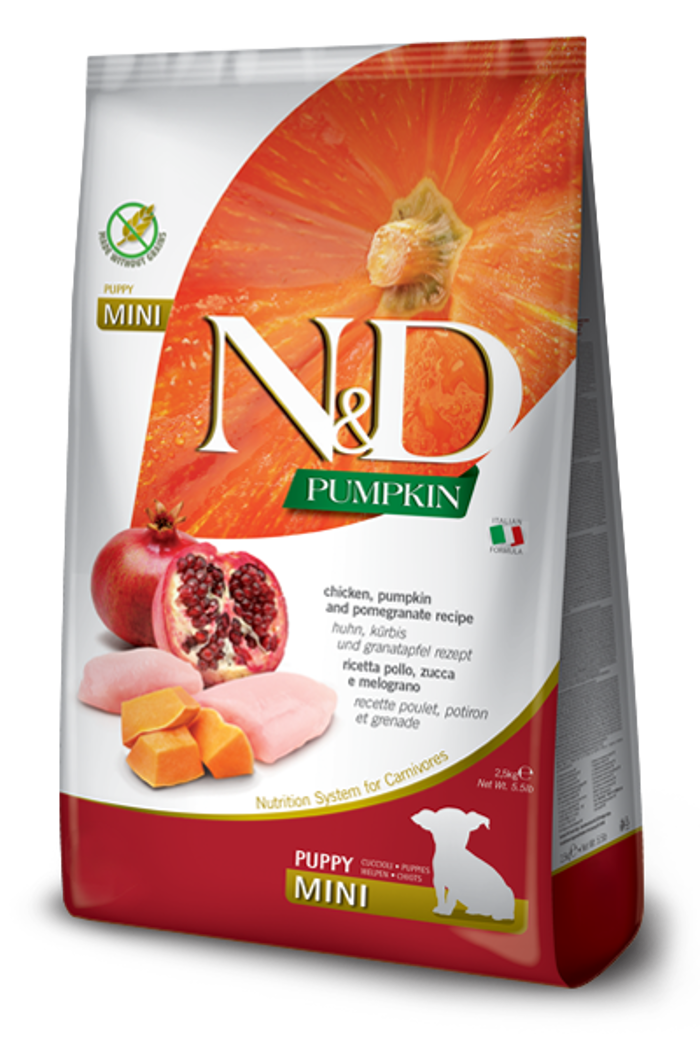 N&D PUMPKIN CHICKEN PUPPY MED/MAX 2.5KG XIRA TROFI SKuLOu