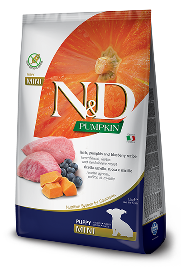 N&D PUMPKIN LAMB&BLUEBERRY PUPPY MINI 800GR XIRA TROFI SKuLOu