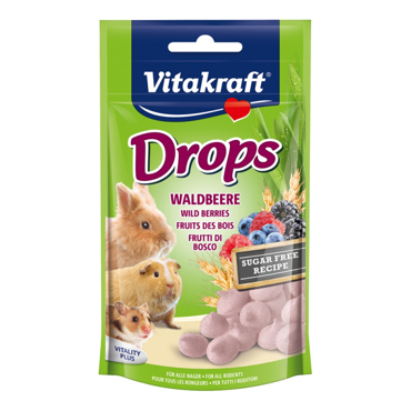 Vitakraft Wildberry Drops  Λιχουδιά για Κουνέλι, Χάμστερ και Ινδικό Χοιρίδιο με Φρούτα 75gr