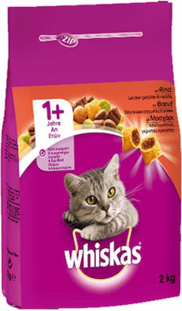 WHISKAS ADULT ΜΟΣΧΑΡΙ & ΓΕΜ. ΚΡΟΚΕΤΕΣ 1.9kg